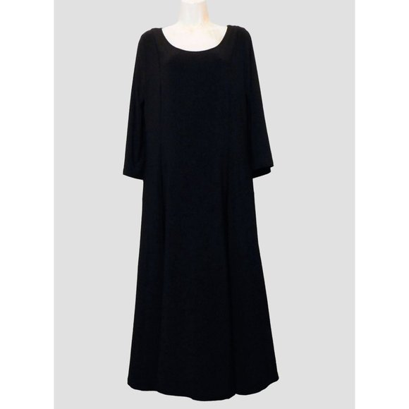 Investments Dresses & Skirts - Investments Dress XL Black Slinky Stretch Travel Knit A Line Scoop Neck 3/4 Slv
